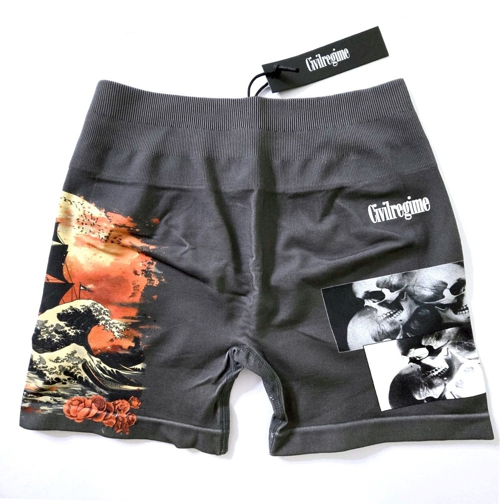 Civil Regime Dead At Sea Seamless Shorts Small  Black Oyster